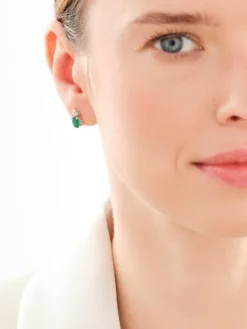 Kolczyki z żółtego i białego złota z brylantami i szmaragdami - próba 585