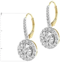 Kolczyki z żółtego i białego złota z brylantami - 2,04 ct - próba 585