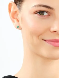 Kolczyki z żółtego i białego złota z diamentami i szmaragdami - próba 375