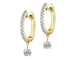 Kolczyki z żółtego i białego złota z brylantami laboratoryjnymi - 0,50 ct - próba 585