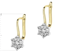 Kolczyki z żółtego i białego złota z brylantami - serca - 0,02 ct - próba 375