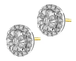 Kolczyki z żółtego i białego złota z brylantami - 1,04 ct - próba 585