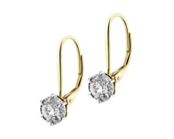 Kolczyki z żółtego i białego złota z brylantami - SI2/H - 1,00 ct - próba 585