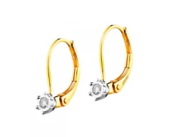 Kolczyki z żółtego i białego złota z brylantami - 0,05 ct - próba 585