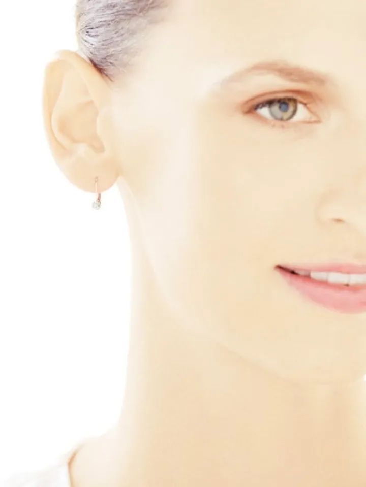 Kolczyki z żółtego i białego złota z brylantami - 0,05 ct - próba 585