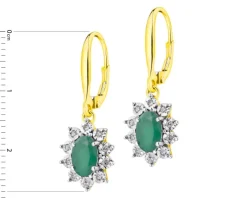 Kolczyki z żółtego i białego złota z diamentami i szmaragdami - próba 585