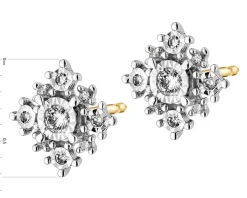 Kolczyki z żółtego i białego złota z diamentami - 0,16 ct - próba 585