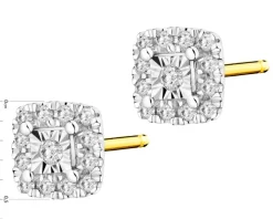 Kolczyki z żółtego i białego złota z diamentami - 0,10 ct - próba 585