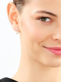 Kolczyki z żółtego i białego złota z diamentami i perłami - próba 375