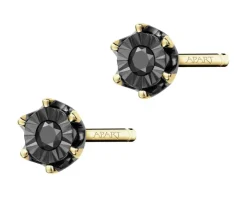 Kolczyki z żółtego i białego złota z czarnymi brylantami - 0,02 ct - próba 375