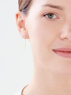 Kolczyki z żółtego i białego złota z diamentami - 0,01 ct - próba 585