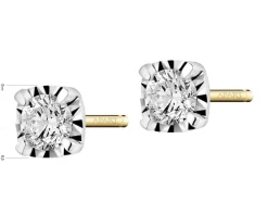 Kolczyki z żółtego i białego złota z brylantami - 0,50 ct - próba 585