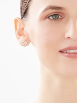 Kolczyki z żółtego i białego złota z brylantami - 0,04 ct - próba 375