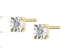 Kolczyki z żółtego i białego złota z brylantami - 0,02 ct - próba 375