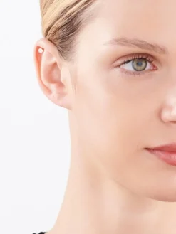 Kolczyki z żółtego i białego złota z diamentami - 0,02 ct - próba 375