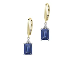 Kolczyki z żółtego i białego złota z diamentami i szafirami syntetycznymi - próba 375