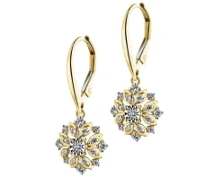 Kolczyki z żółtego i białego złota z diamentami - rozeta - 0,39 ct - próba 585