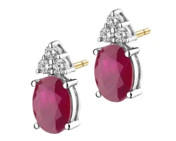 Kolczyki z żółtego i białego złota z brylantami i rubinami - próba 585