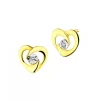 Kolczyki z żółtego i białego złota z diamentami - serca - 0,006 ct - próba 375