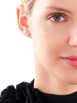 Kolczyki z żółtego i białego złota z diamentami - serca - 0,07 ct - próba 375