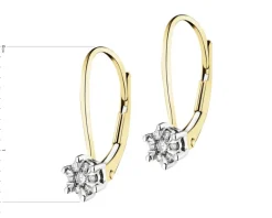 Kolczyki z żółtego i białego złota z brylantami - 0,12 ct - próba 585