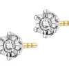 Kolczyki z żółtego i białego złota z brylantami - 0,05 ct - próba 585