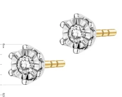 Kolczyki z żółtego i białego złota z brylantami - 0,05 ct - próba 585