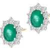 Kolczyki z żółtego i białego złota z brylantami i szmaragdami - próba 585