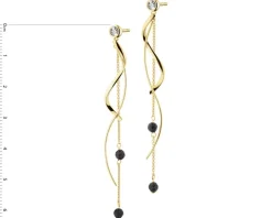 Kolczyki z żółtego i białego złota z brylantami i agatami - próba 375