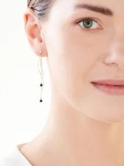 Kolczyki z żółtego i białego złota z brylantami i agatami - próba 375