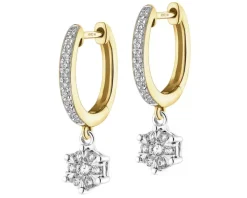 Kolczyki z żółtego i białego złota z diamentami - 0,30 ct - próba 585