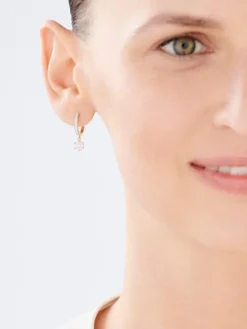 Kolczyki z żółtego i białego złota z diamentami - 0,30 ct - próba 585