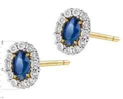 Kolczyki z żółtego i białego złota z diamentami i szafirami - próba 585