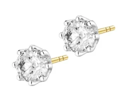 Kolczyki z żółtego i białego złota z brylantami - 1,00 ct - próba 585