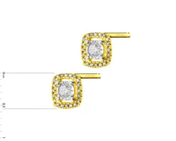 Kolczyki z żółtego i białego złota z diamentami - 0,13 ct - próba 585