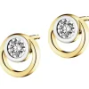Kolczyki z żółtego i białego złota z brylantami - 0,12 ct - próba 585