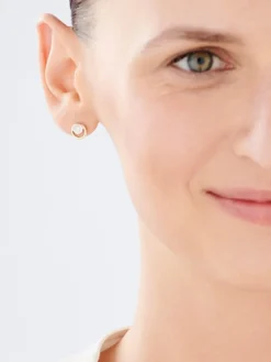 Kolczyki z żółtego i białego złota z brylantami - 0,12 ct - próba 585