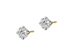 Kolczyki z żółtego i białego złota z brylantami - 0,16 ct - próba 585