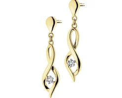 Kolczyki z żółtego i białego złota z brylantami - 0,01 ct - próba 375