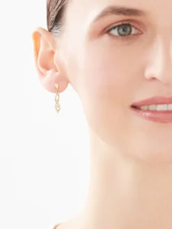 Kolczyki z żółtego i białego złota z brylantami - 0,01 ct - próba 375