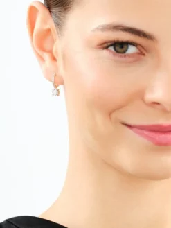 Kolczyki z żółtego i białego złota z diamentami - 0,27 ct - próba 585