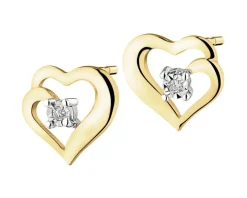 Kolczyki z żółtego i białego złota z diamentami i topazami - próba 375