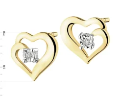 Kolczyki z żółtego i białego złota z diamentami i topazami - próba 375