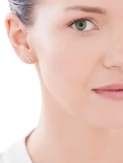 Kolczyki z żółtego i białego złota z diamentami i topazami - próba 375