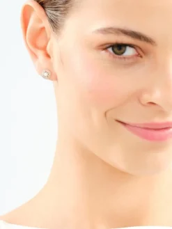 Kolczyki z żółtego i białego złota z diamentami - 0,30 ct - próba 585