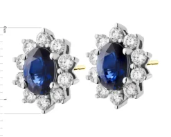 Kolczyki z żółtego i białego złota z brylantami i szafirami - próba 585