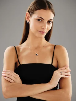 Kolczyki z żółtego i białego złota z brylantami i szafirami - próba 585