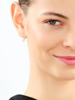 Kolczyki z żółtego i białego złota z brylantami - 0,16 ct - próba 585