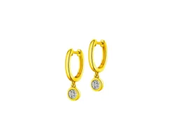 Kolczyki z żółtego i białego złota z brylantami - 0,05 ct - próba 375