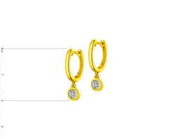Kolczyki z żółtego i białego złota z brylantami - 0,05 ct - próba 375